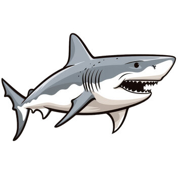 shark . Clipart PNG image . Transparent background . Cartoon vector style . Generative AI 
