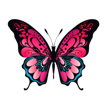 butterfly . Clipart PNG image . Transparent background . Cartoon vector style . Generative AI 