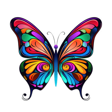 butterfly . Clipart PNG image . Transparent background . Cartoon vector style . Generative AI 