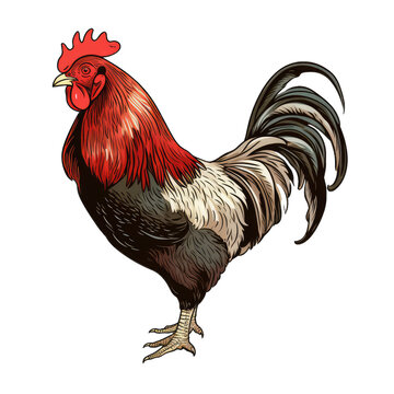 chicken rooster . Clipart PNG image . Transparent background . Cartoon vector style . Generative AI 