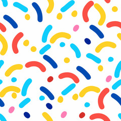 Confetti pattern on a white background