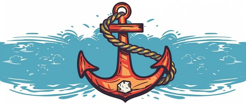 Illustrated Anchor with Vintage Retro Logo. Nautical vintage labels.
