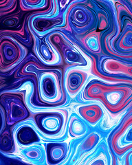 Abstract liquid space pattern art with circles and waves