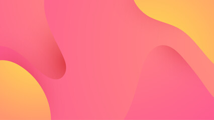 Vector simple abstract banner with orange and pink waves and liquid