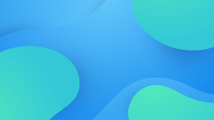 Blue and green vector simple minimalist style banner design with waves and liquid