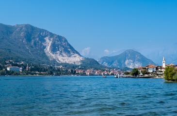 View of Lago Maggiore Lake from the one of Borromean islands - Isola Bella, Northern Italy
