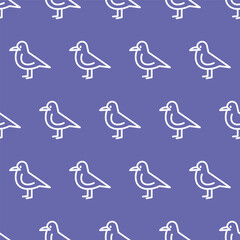 Purple seamless pattern with white birds