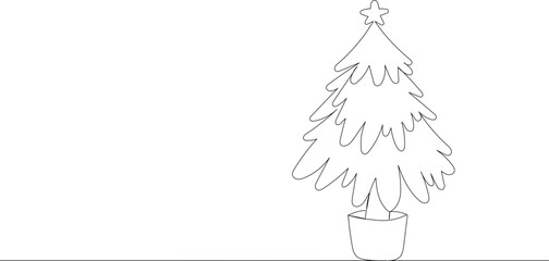 Christmas tree line drawing, sketch