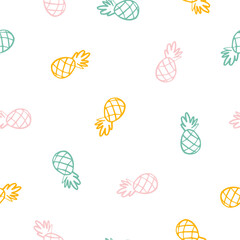 Seamless pattern with colorful pineapples