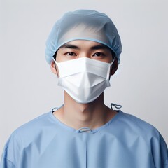 Fototapeta na wymiar portrait of a surgeon in a hospital on white
