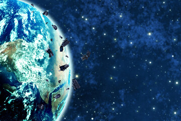 concept for space waste and debris around the planet Earth, an environmental concern