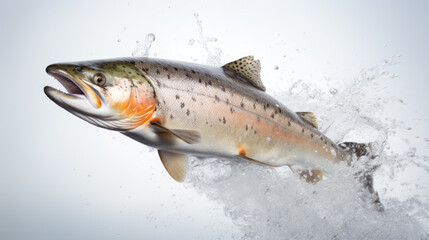 Obraz premium salmon fish jump on the white background