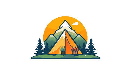 illustration of people camping logo