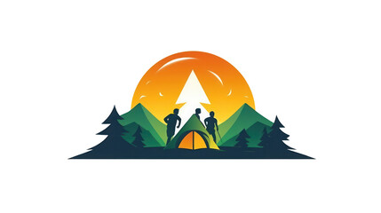 illustration of people camping logo