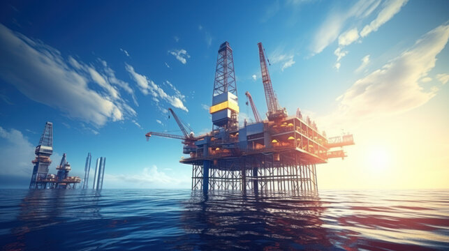 Oil drilling rig in the middle of the sea