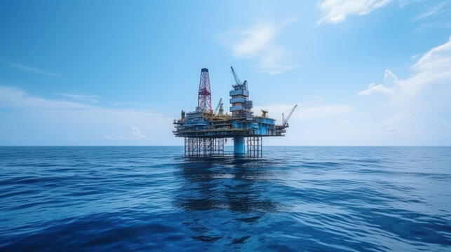 Oil drilling rig in the middle of the sea