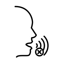 Speech impaired disability icon with black outline style. speech, impairment, language, disorder, therapy, therapist, speak. Vector Illustration