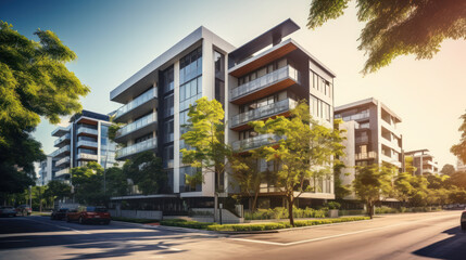 Fototapeta na wymiar Building Beautiful, modern condominium that meets lifestyle needs