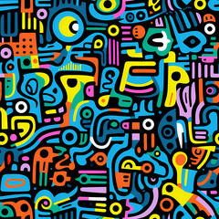 Obraz premium illustration_of_colorful_doodle_line_art_print