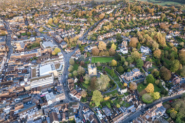 Obraz premium beautiful aerial view of the Guildford Castle and town center of Guildford, Surrey, United Kingdom