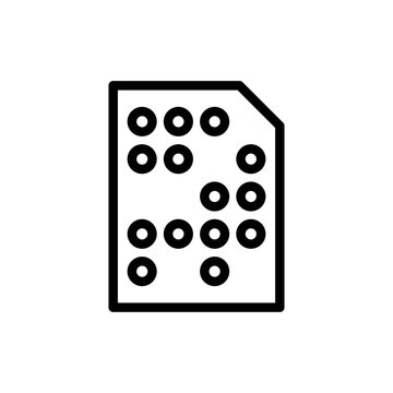 Braile text disability icon with black outline style. education, text, touch, read, language, braille, blindness. Vector Illustration