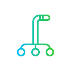 Hand walker disability icon with blue and green gradient outline style. walker, senior, care, elderly, old, hand, patient. Vector Illustration