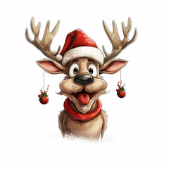 Whimsical   funny deer  AI generated cartoon  cliparts artwork isolated on white background
- 675774165