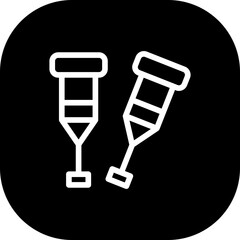 Crutches disability icon with black filled line outline style. injury, medical, recovery, crutches, support, fracture, patient. Vector Illustration