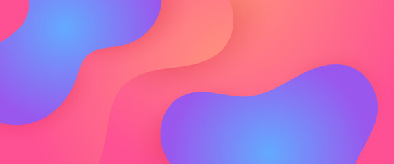 Pink and blue vector simple banner with abstract shapes