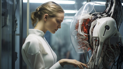  医療用ロボットは人型ロボットを維持するGenerativeAI - obrazy, fototapety, plakaty