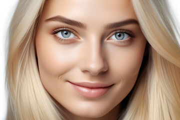 Smiling Blonde Woman With Flawless Skin, Concept for Beauty and Cosmetic Advertising