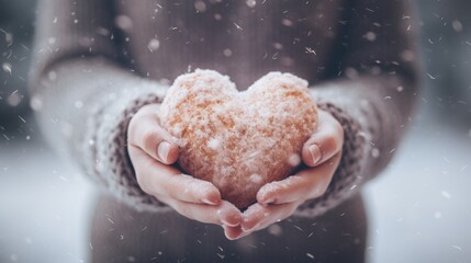 Fototapeta premium A person holding a heart shaped doughnut in their hands