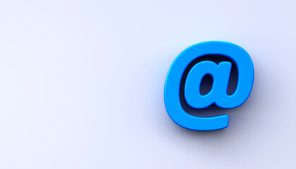 At symbol on white background, 3D email sign.