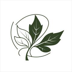 A nature-inspired logo featuring a minimalist representation of a leaf illustration