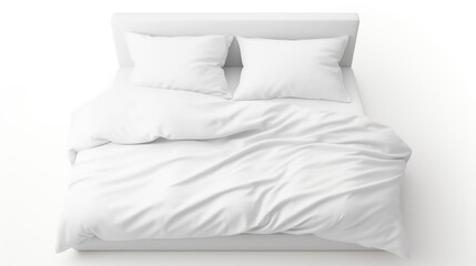 white pillows on a bed on white background