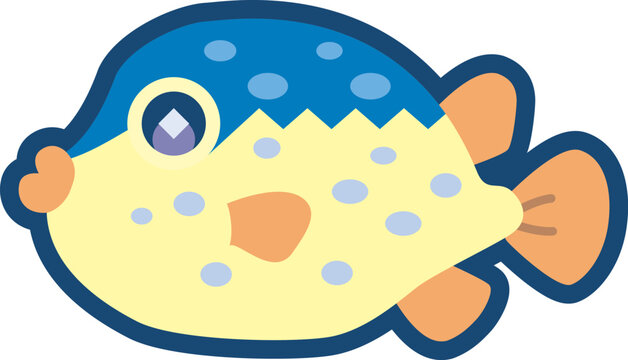 かわいいハコフグのイラスト