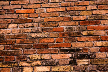 Obraz premium Photo of an old empty brick background for design. A red brick wall.