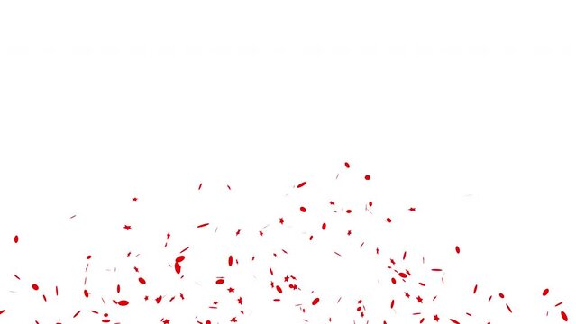 3D Confetti Blast Red Blast Animation 4k on White Green and Alpha Matte