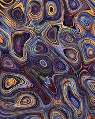 Obraz premium Abstract liquid space pattern art with circles and waves