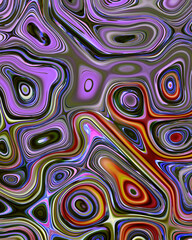 Abstract liquid space pattern art with circles and waves