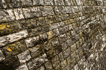 Photo of an old empty brick background for design. A red brick wall.