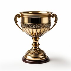 Fototapeta na wymiar A gold trophy on a white background, clipart on white background.