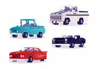 Classic Cars Various Vehicles concept vector illustration Illustrations