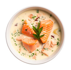 salmon chowder soup isolated on transparent background Remove png, Clipping Path
