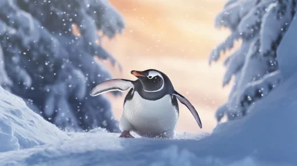 Fotobehang penguin in snow © faiz