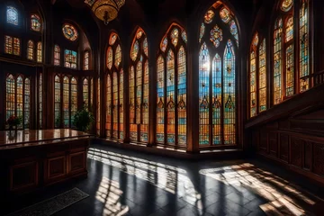 Foto op Canvas stained glass window in church © Zoraiz