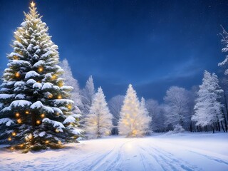 snow covered trees Generated Ai 