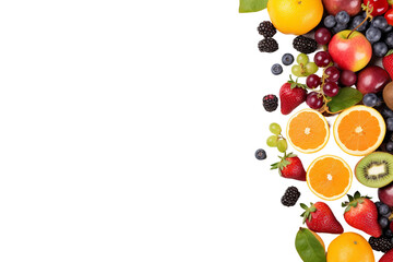 Fruits with Copy Space on transparent background.