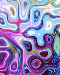 Abstract liquid space pattern art with circles and waves