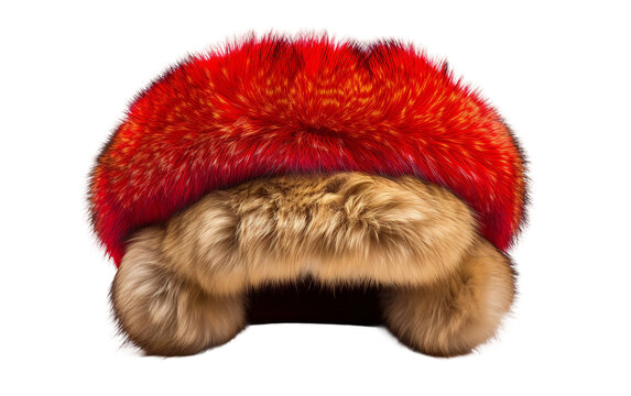 Colorful Warm Russian Ushanka Hat Isolated on Transparent Background PNG.